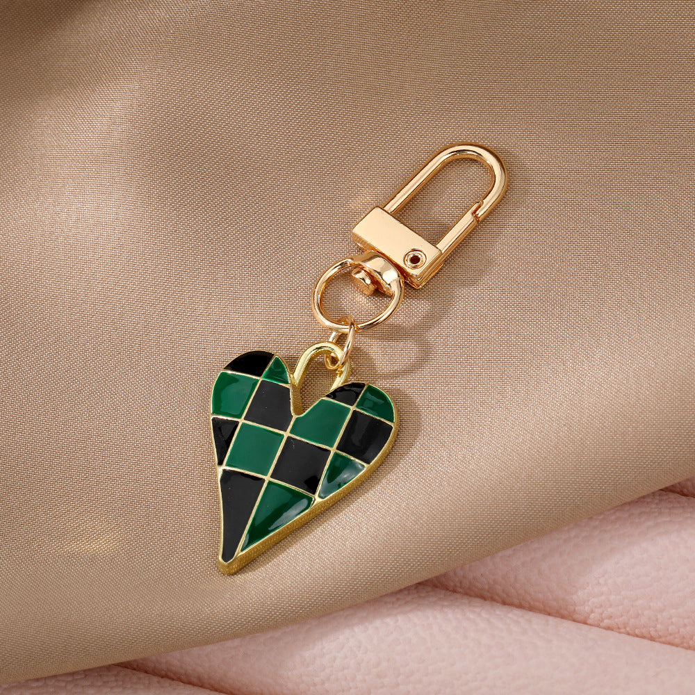 Wholesale Minimalist Grid Heart Alloy Keychains